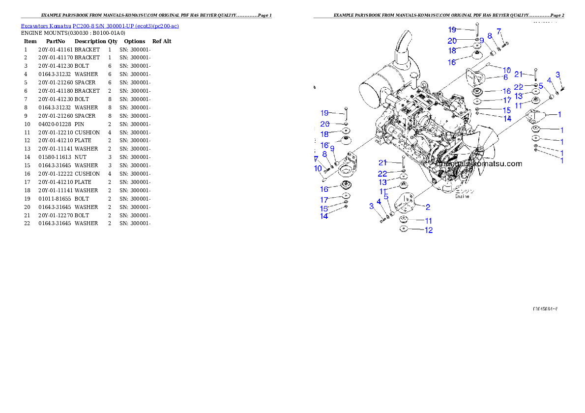 PC200-8 S/N 300001-UP (ecot3) Partsbook