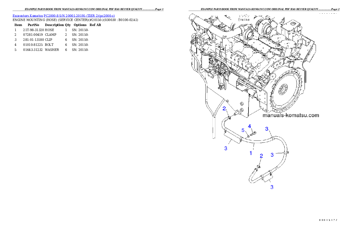 PC2000-8 S/N 20001-20195 (TIER 2) Partsbook