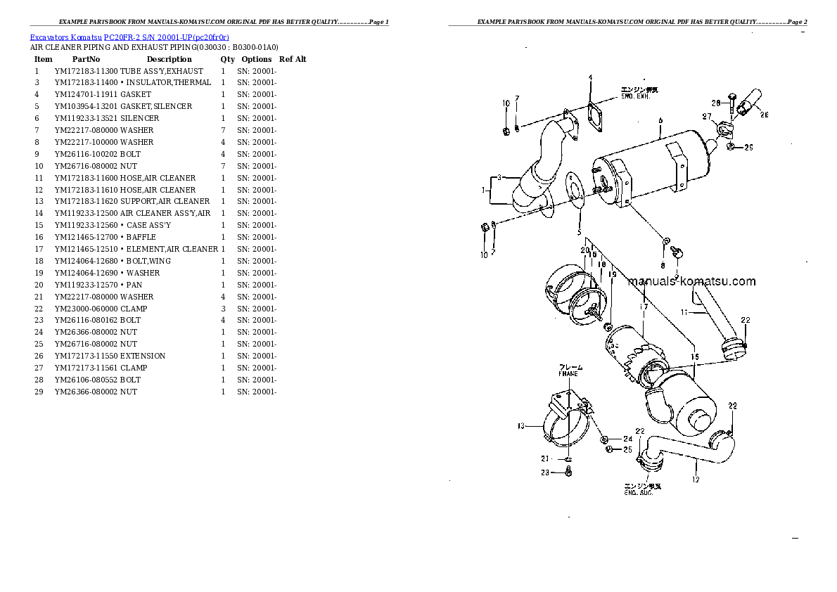 PC20FR-2 S/N 20001-UP Partsbook