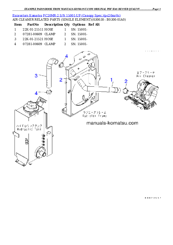 PC20MR-2 S/N 15001-UP (Canopy Spec.) Partsbook