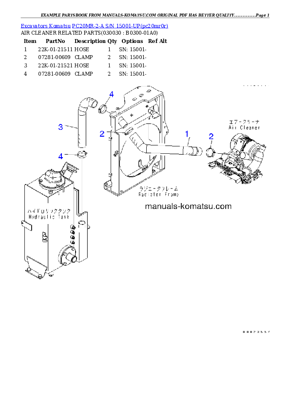 PC20MR-2-A S/N 15001-UP Partsbook