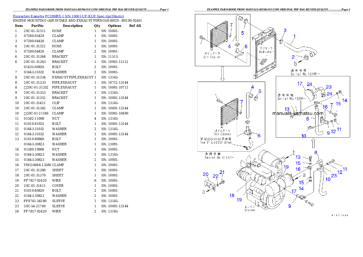 PC20MRX-1 S/N 10001-UP (KUE Spec.) Partsbook