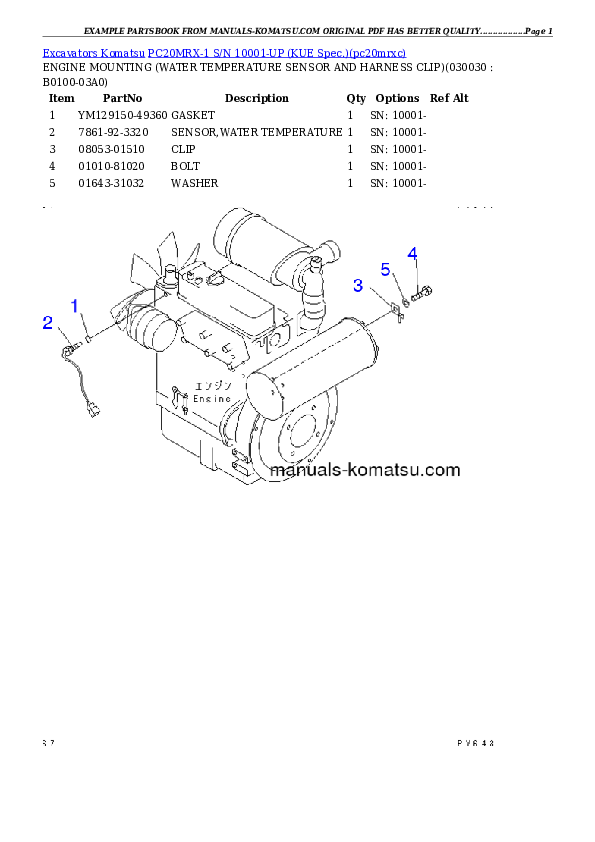 PC20MRX-1 S/N 10001-UP (KUE Spec.) Partsbook