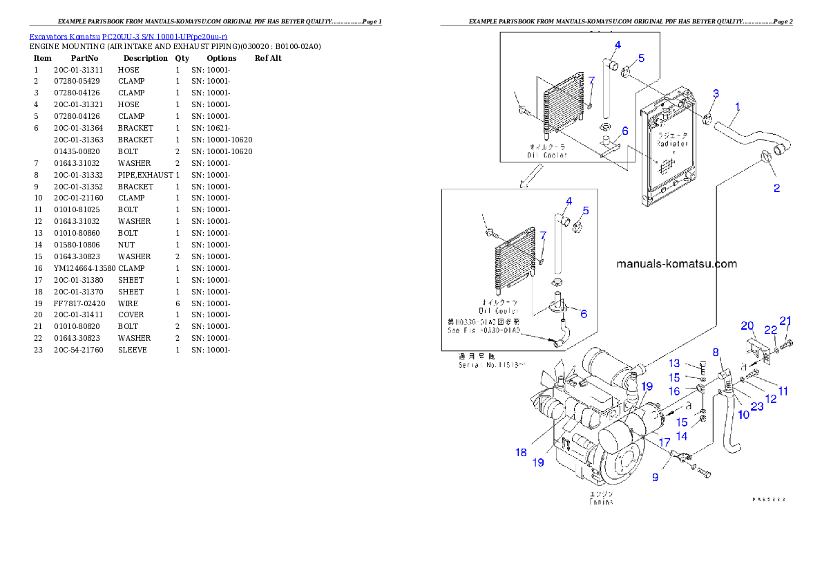 PC20UU-3 S/N 10001-UP Partsbook