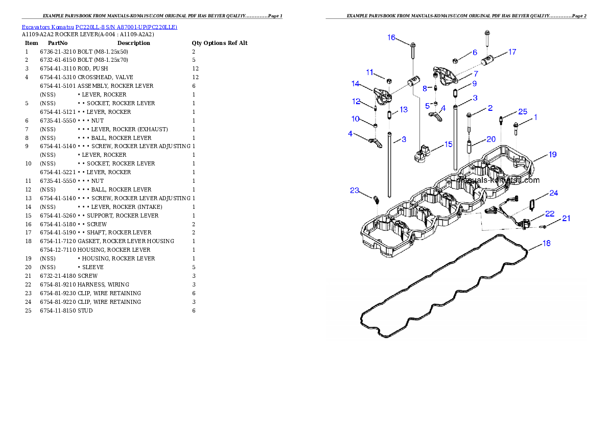 PC220LL-8 S/N A87001-UP Partsbook