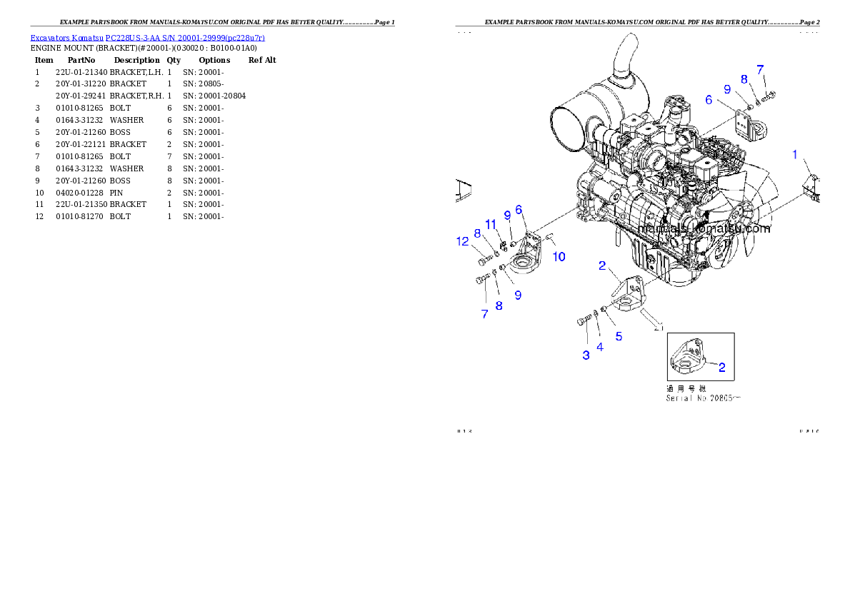 PC228US-3-AA S/N 20001-29999 Partsbook