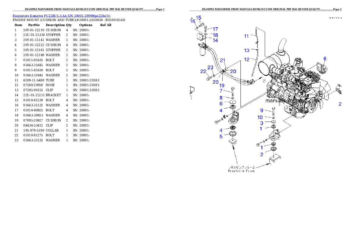 PC228US-3-AA S/N 20001-29999 Partsbook