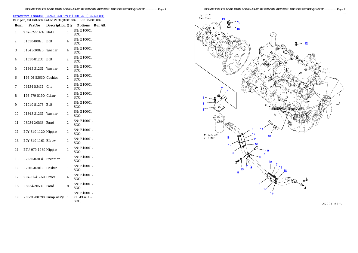 PC240LC-8 S/N B10001-UP Partsbook