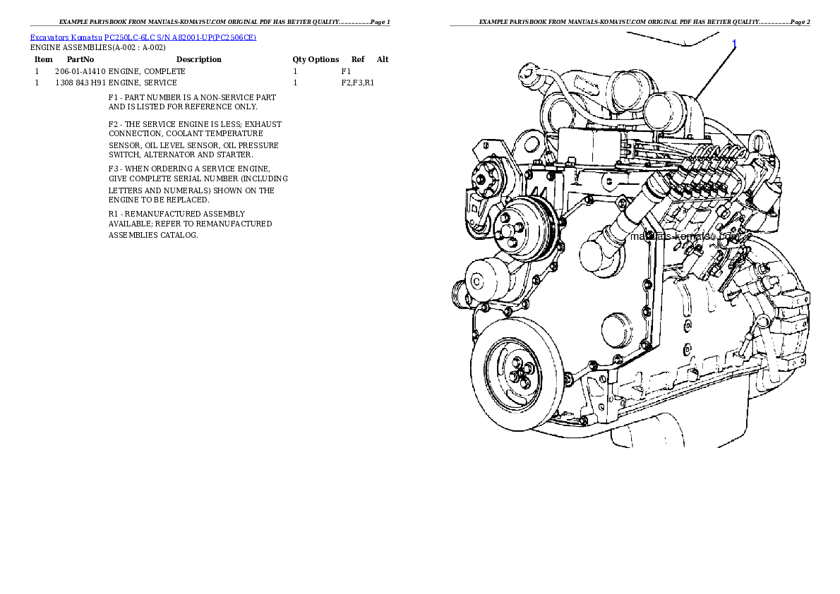 PC250LC-6LC S/N A82001-UP Partsbook