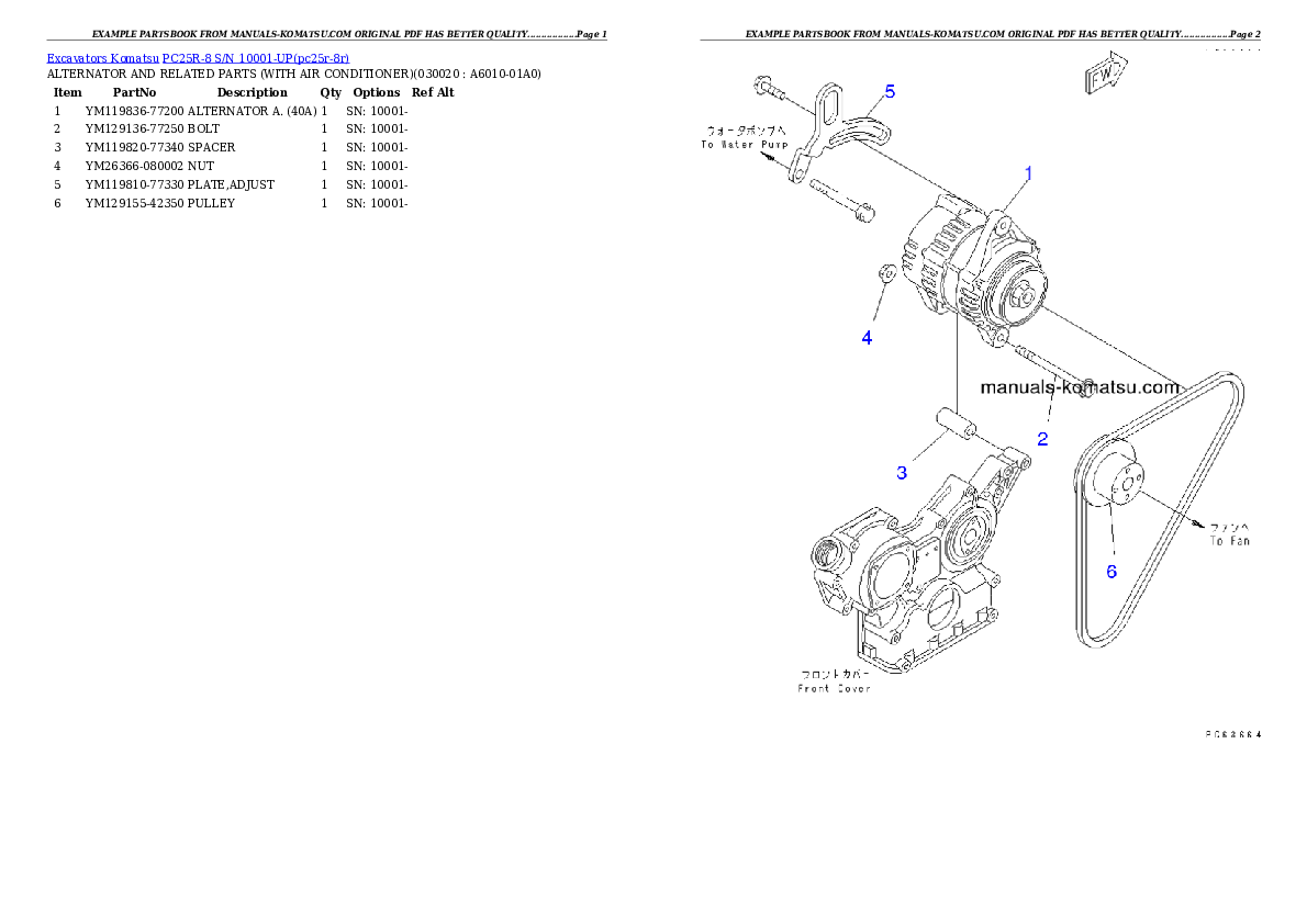 PC25R-8 S/N 10001-UP Partsbook