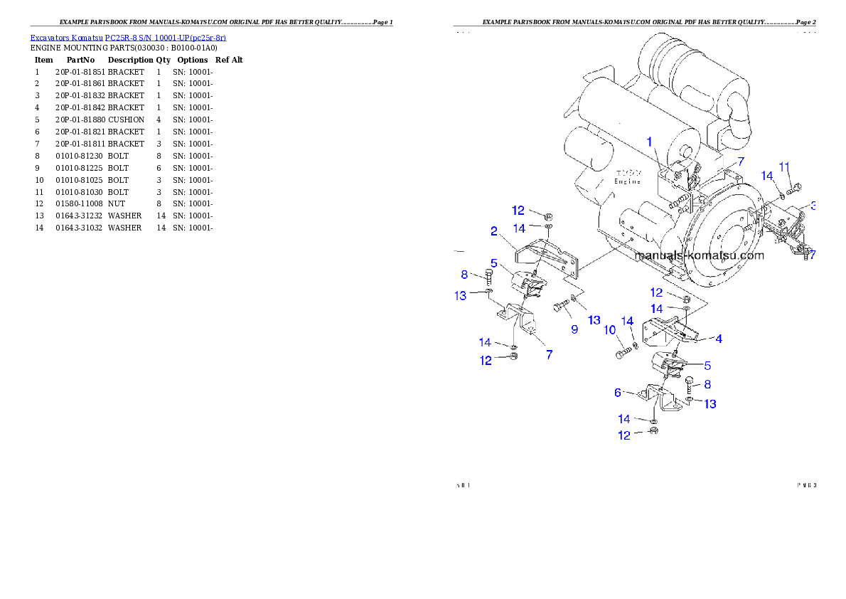 PC25R-8 S/N 10001-UP Partsbook