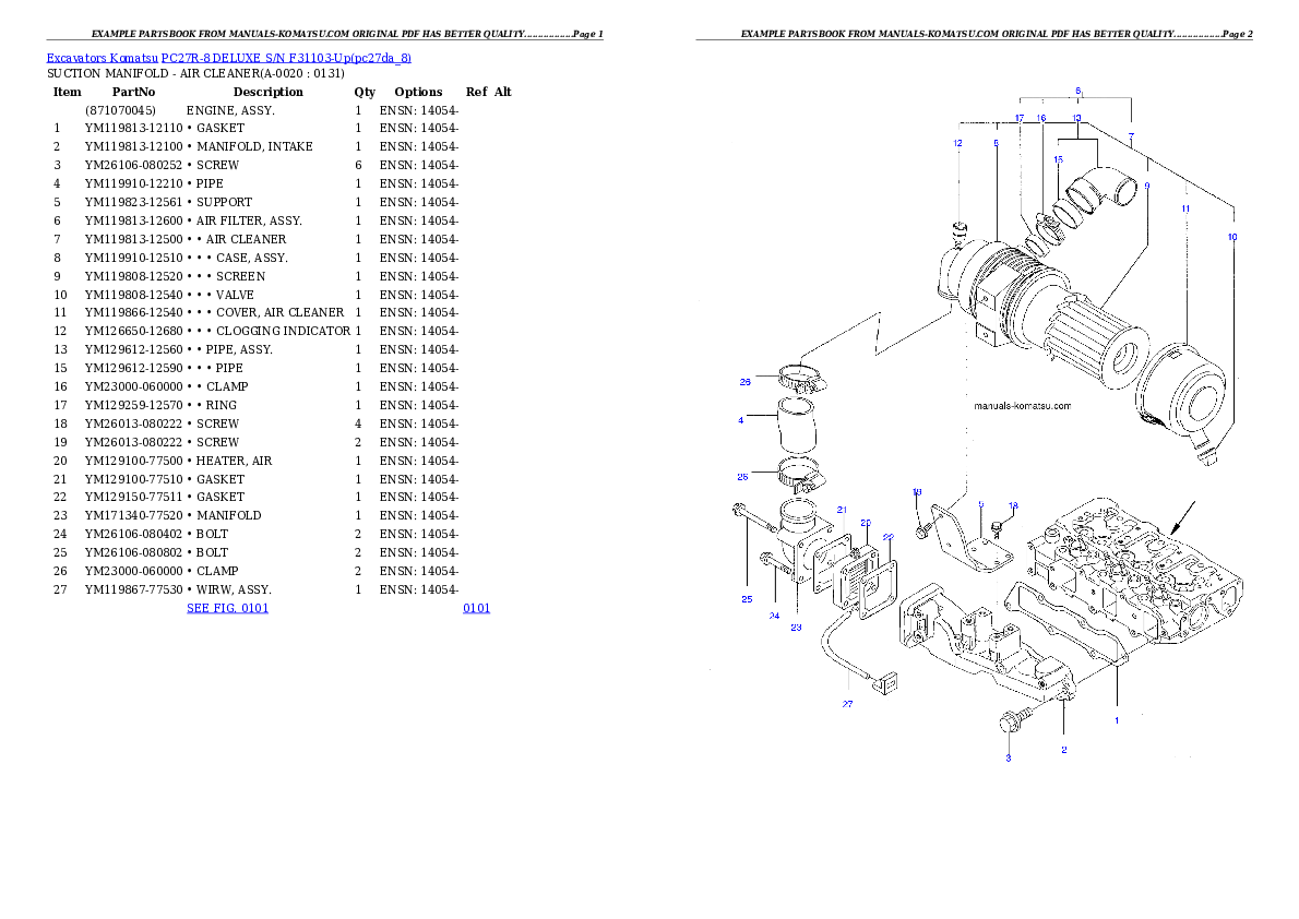 PC27R-8 DELUXE S/N F31103-Up Partsbook