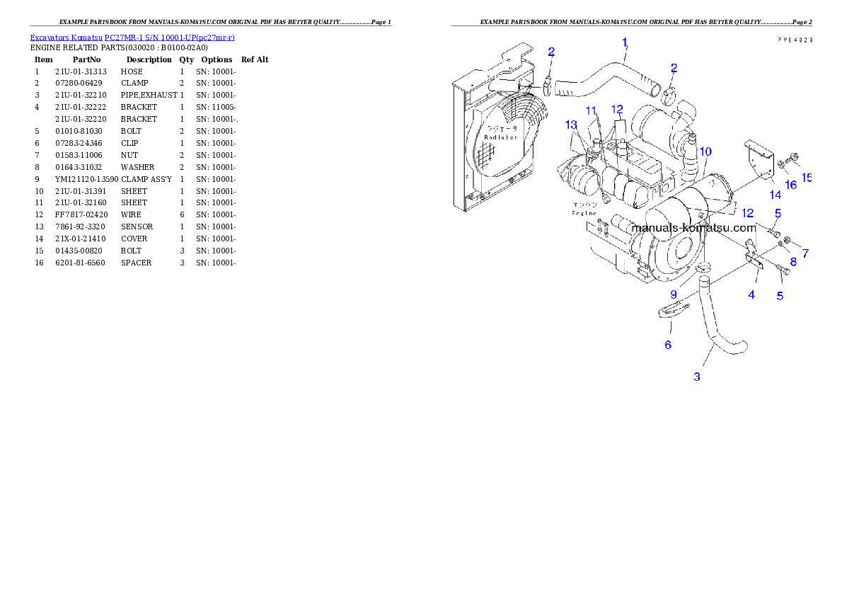 PC27MR-1 S/N 10001-UP Partsbook