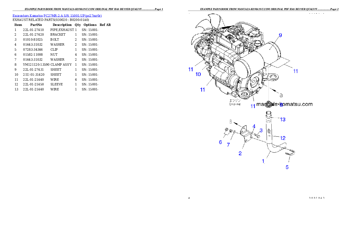 PC27MR-2-A S/N 15001-UP Partsbook