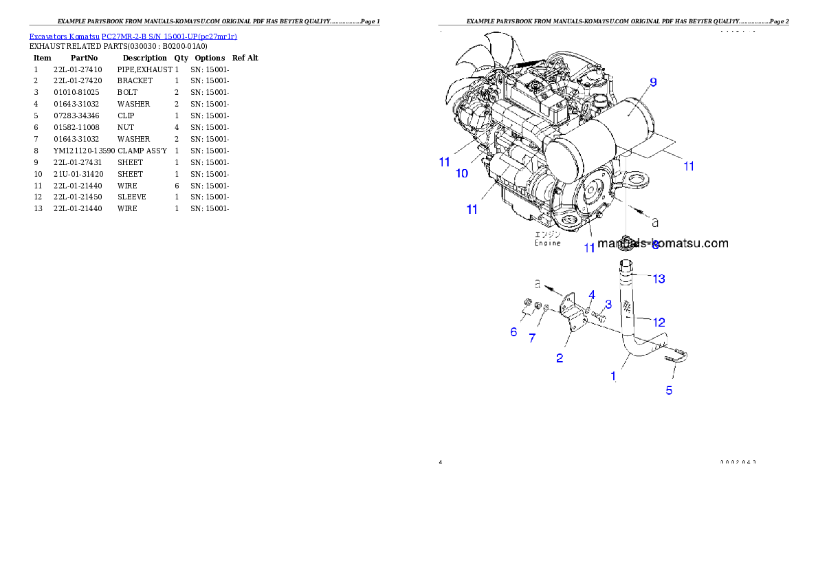 PC27MR-2-B S/N 15001-UP Partsbook