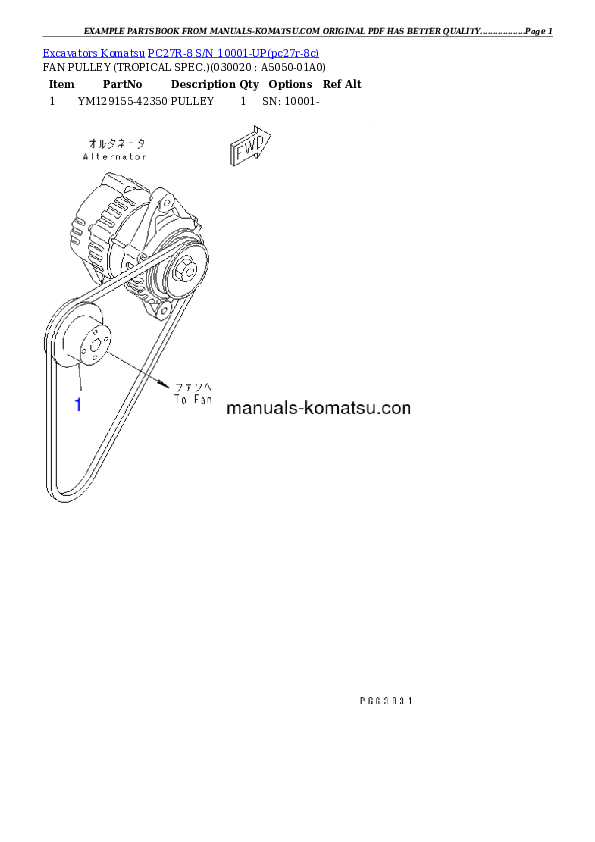 PC27R-8 S/N 10001-UP Partsbook