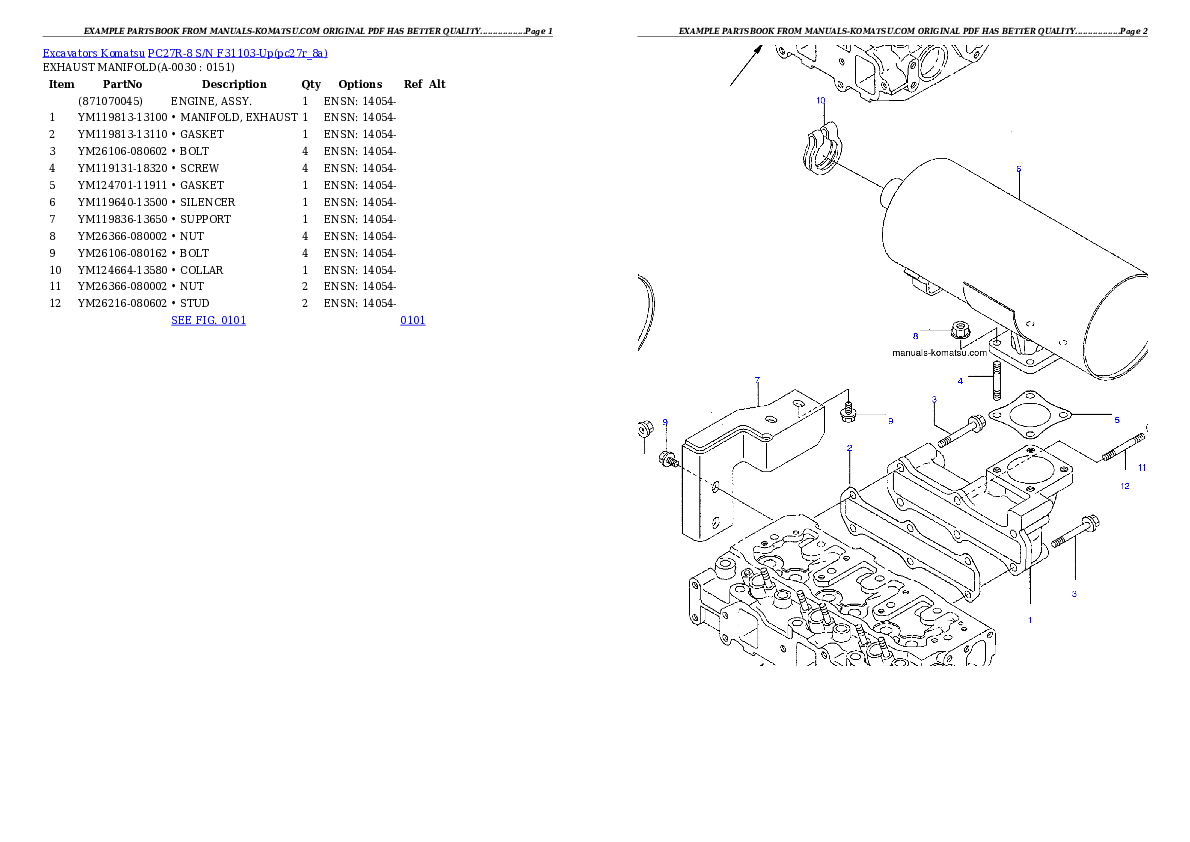 PC27R-8 S/N F31103-Up Partsbook