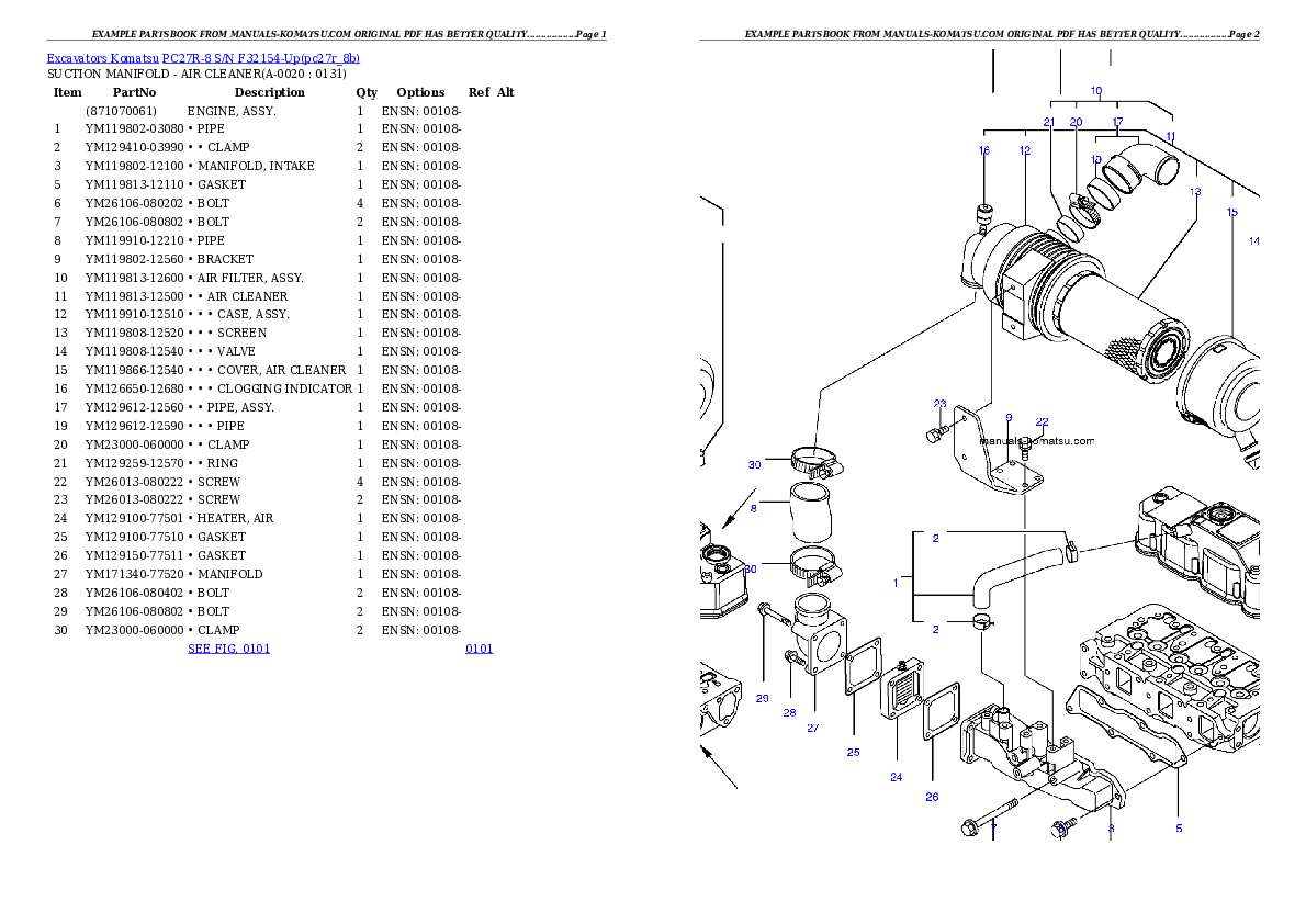 PC27R-8 S/N F32154-Up Partsbook