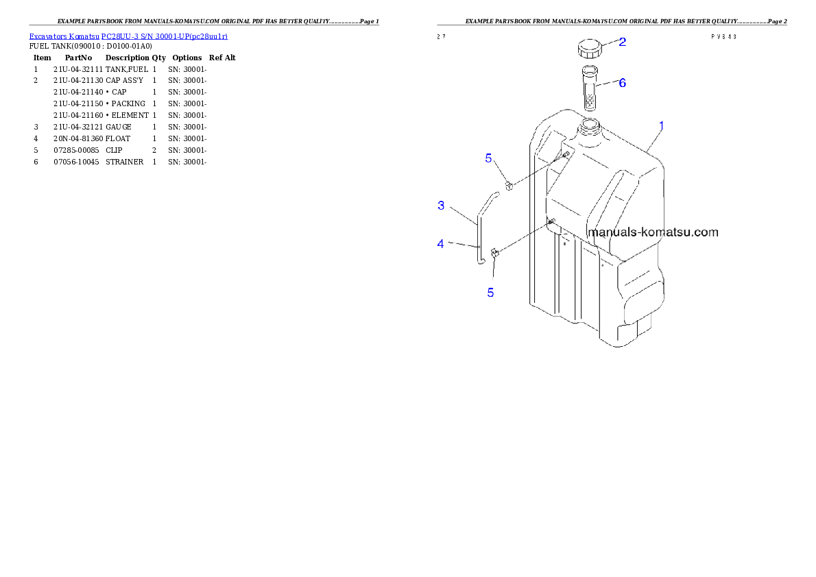 Protected: PC28UU-3 S/N 30001-UP Partsbook