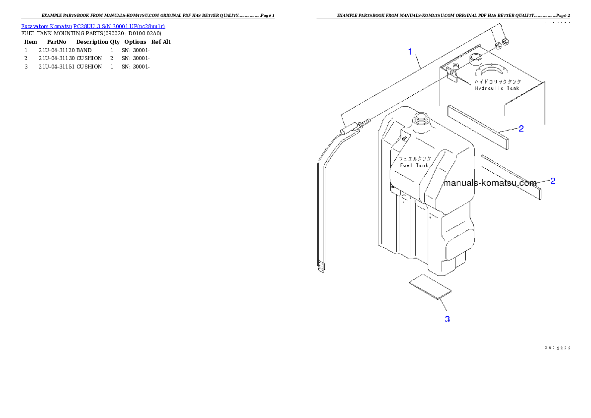 Protected: PC28UU-3 S/N 30001-UP Partsbook