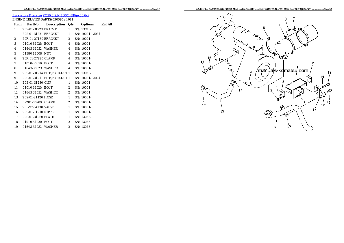 PC30-6 S/N 10001-UP Partsbook