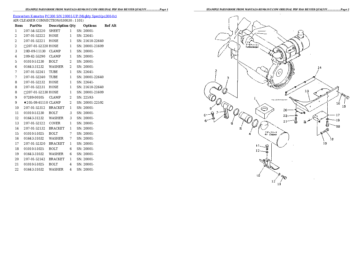 PC300 S/N 20001-UP (Mighty Spec) Partsbook