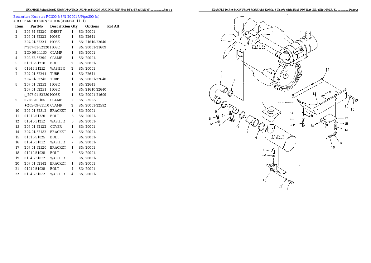 PC300-5 S/N 20001-UP Partsbook