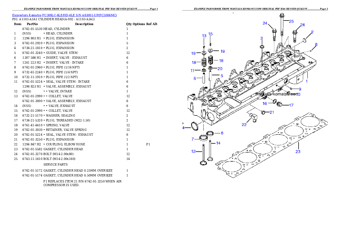 PC300LC-6LE/HD-6LE S/N A83001-UP Partsbook