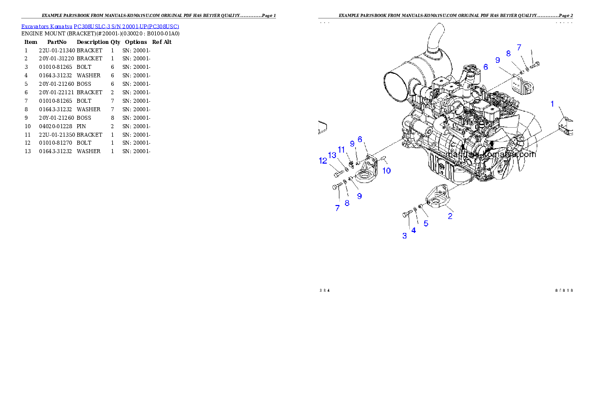 PC308USLC-3 S/N 20001-UP Partsbook