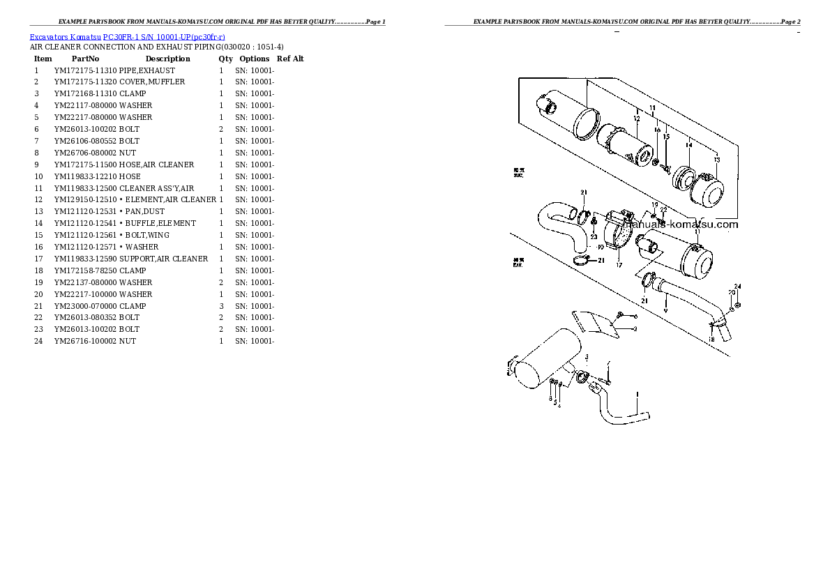 PC30FR-1 S/N 10001-UP Partsbook