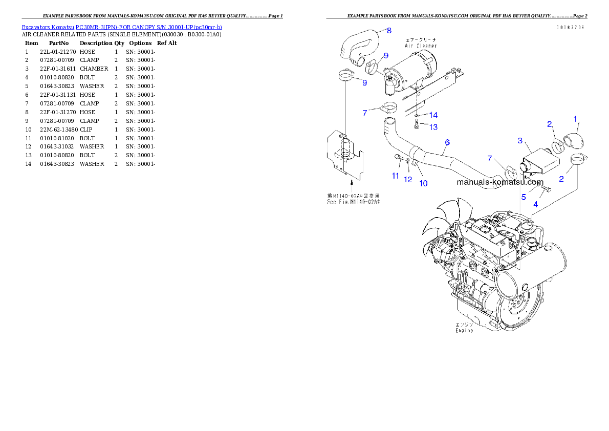 PC30MR-3(JPN)-FOR CANOPY S/N 30001-UP Partsbook