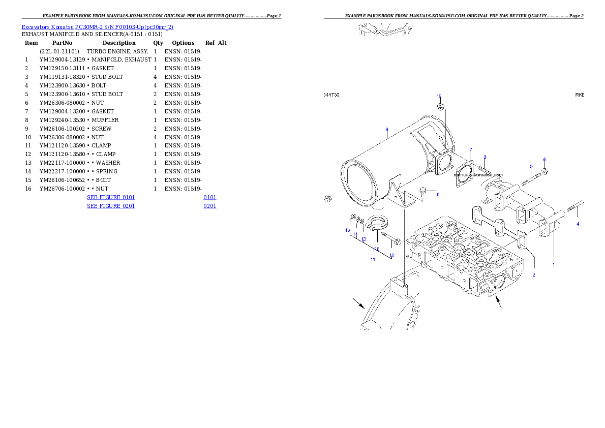 PC30MR-2 S/N F00103-Up Partsbook