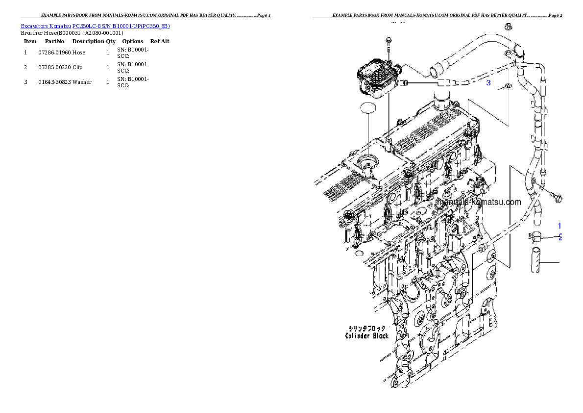 PC350LC-8 S/N B10001-UP Partsbook