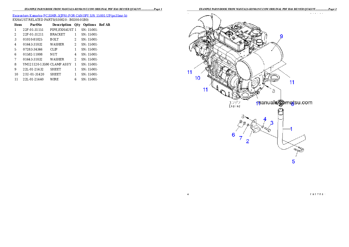 PC35MR-3(JPN)-FOR CANOPY S/N 15001-UP Partsbook