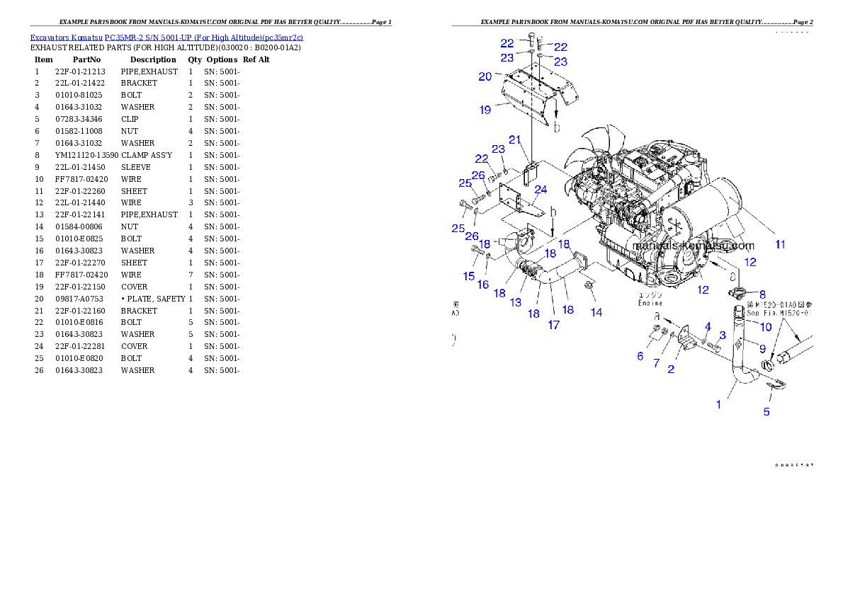 PC35MR-2 S/N 5001-UP (For High Altitude) Partsbook