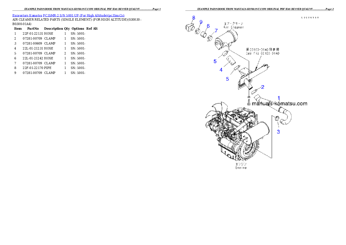 PC35MR-2 S/N 5001-UP (For High Altitude) Partsbook