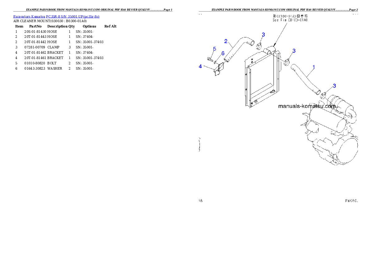 PC35R-8 S/N 35001-UP Partsbook