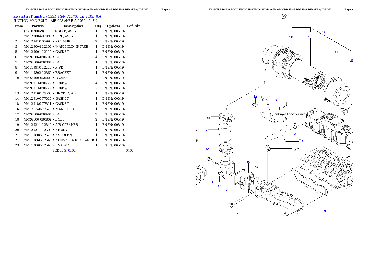 PC35R-8 S/N F21701-Up Partsbook