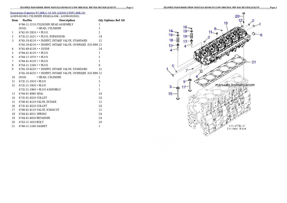 PC360LC-10 S/N A32001-UP Partsbook