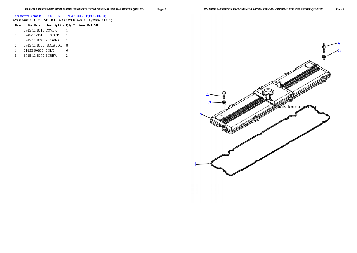 PC360LC-10 S/N A32001-UP Partsbook