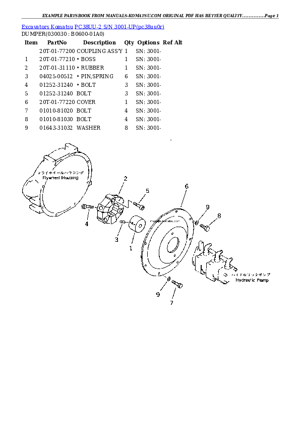 PC38UU-2 S/N 3001-UP Partsbook