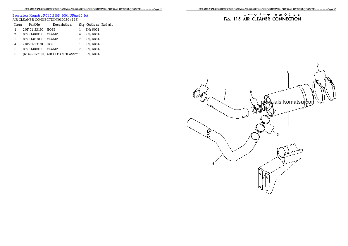 PC40-3 S/N 6001-UP Partsbook