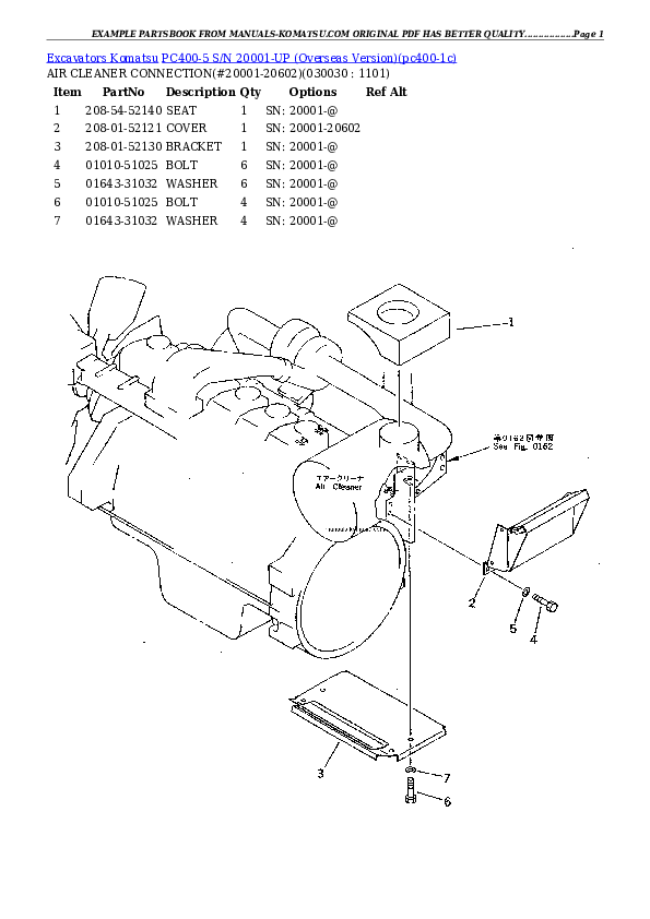 PC400-5 S/N 20001-UP (Overseas Version) Partsbook