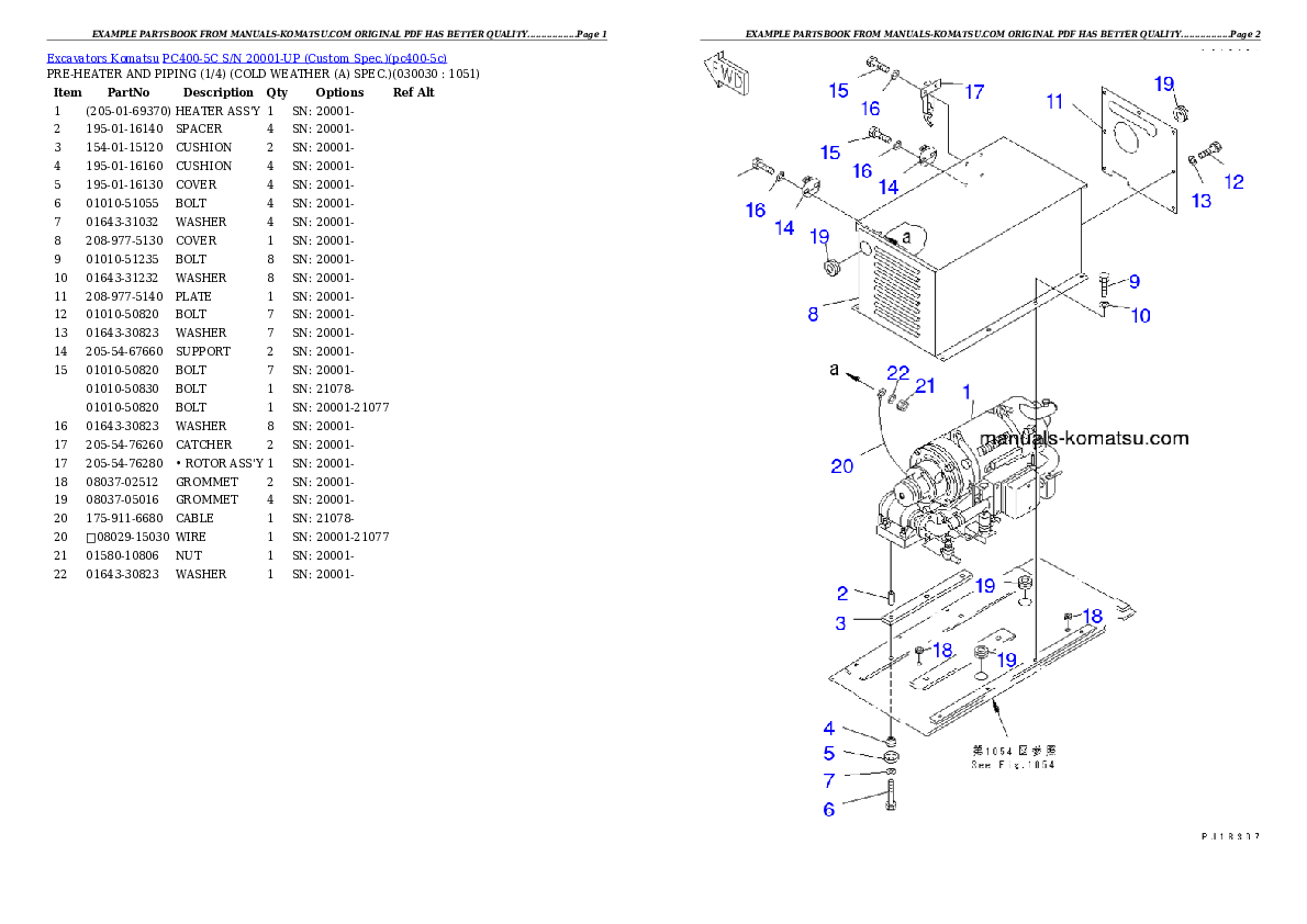 PC400-5C S/N 20001-UP (Custom Spec.) Partsbook