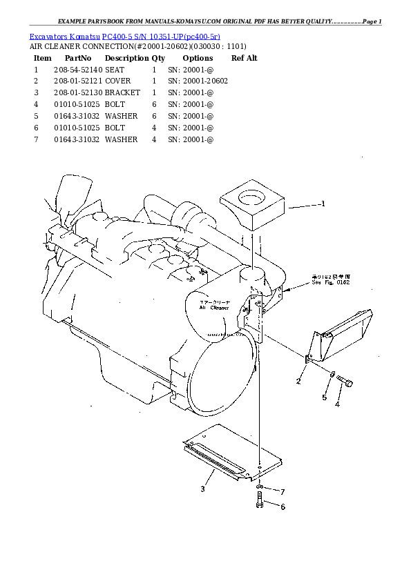 PC400-5 S/N 10351-UP Partsbook