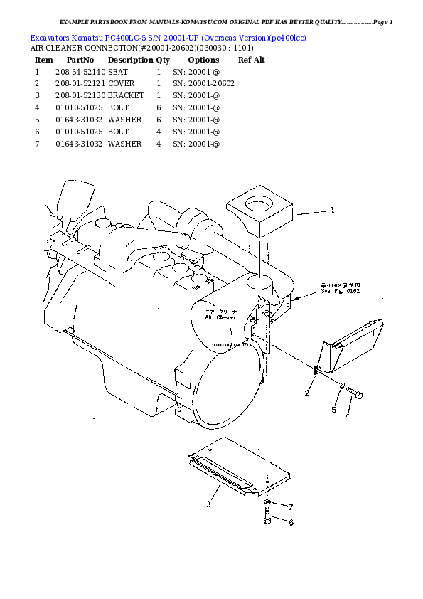 PC400LC-5 S/N 20001-UP (Overseas Version) Partsbook