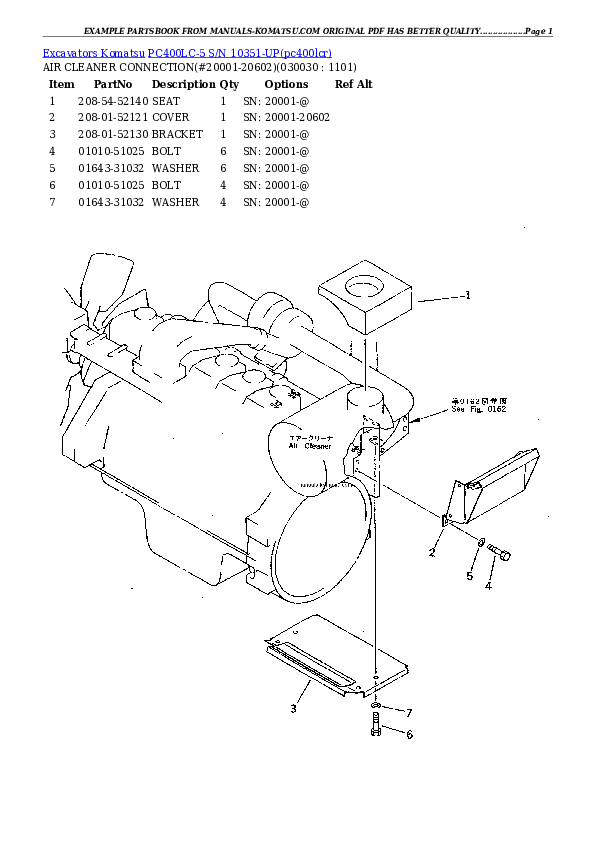 PC400LC-5 S/N 10351-UP Partsbook