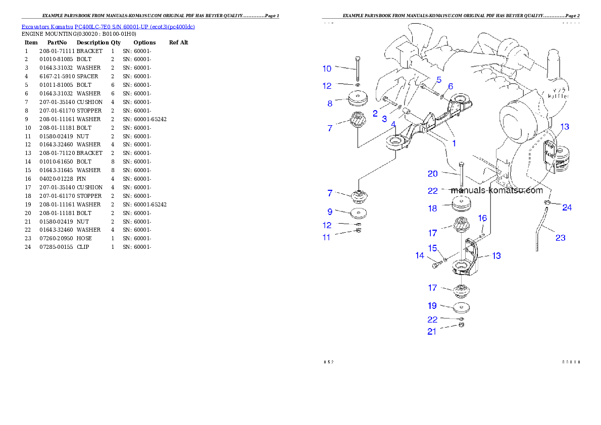 PC400LC-7E0 S/N 60001-UP (ecot3) Partsbook