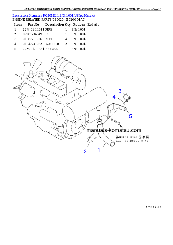 PC40MR-1 S/N 1001-UP Partsbook