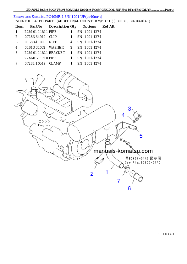 PC40MR-1 S/N 1001-UP Partsbook